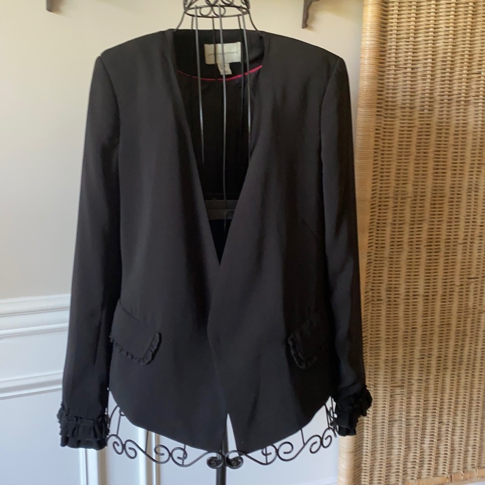 Black open front suit jacket